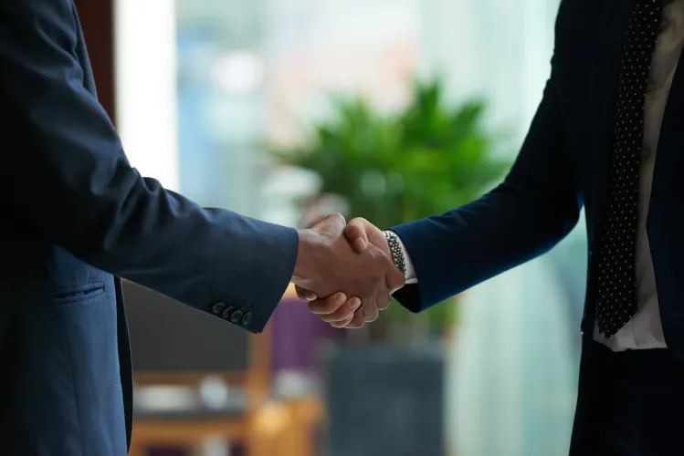 Handshake between two business professionals