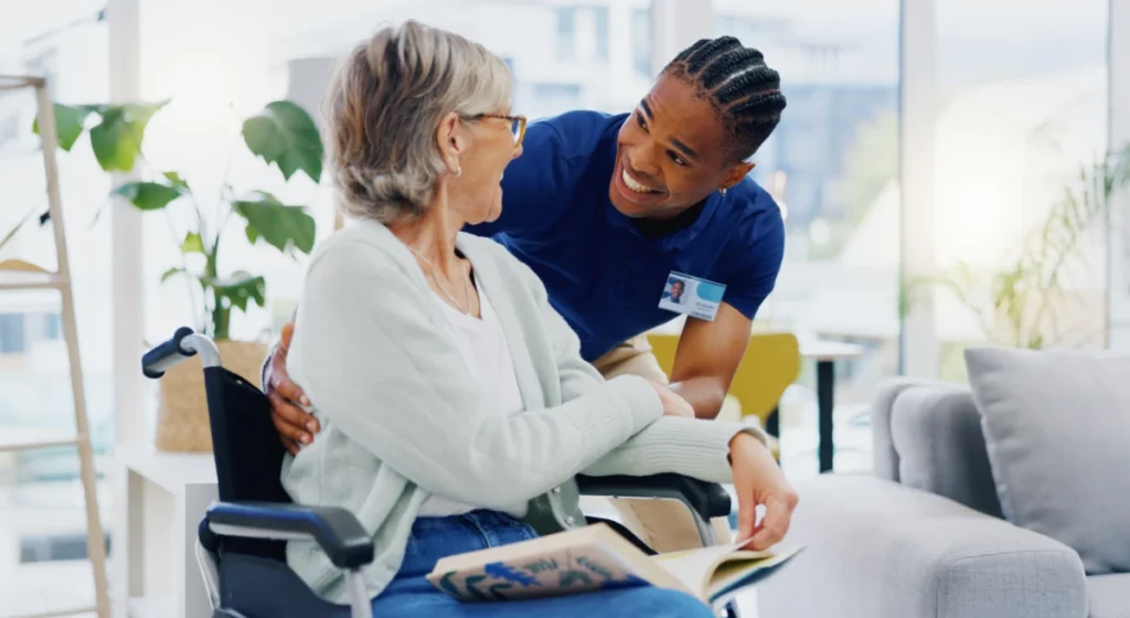 In-home caregiver assisting senior in Savage MD
