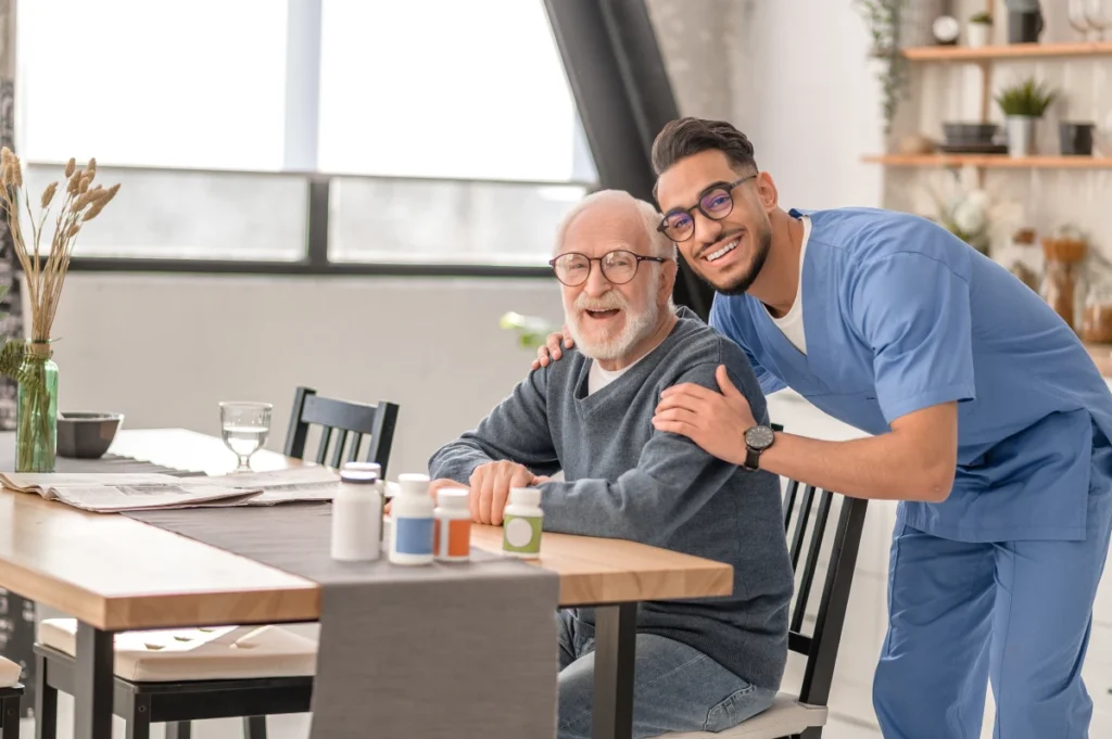Caregiver and senior sharing a moment in Savage Maryland